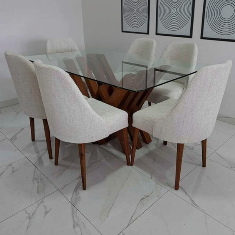 comedor fusión 6 sillas octagonal natural